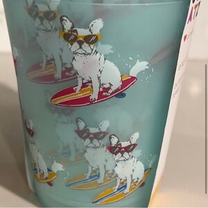 French Bulldog Surfer Set of 8 Dog Design Tumblers NWT beach outdoor pool cups
